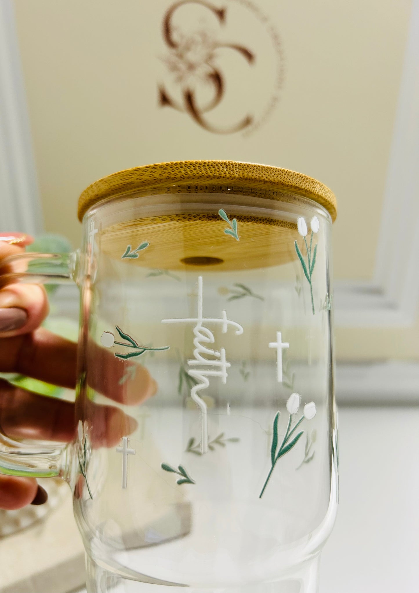 Floral Grace Glass Cup