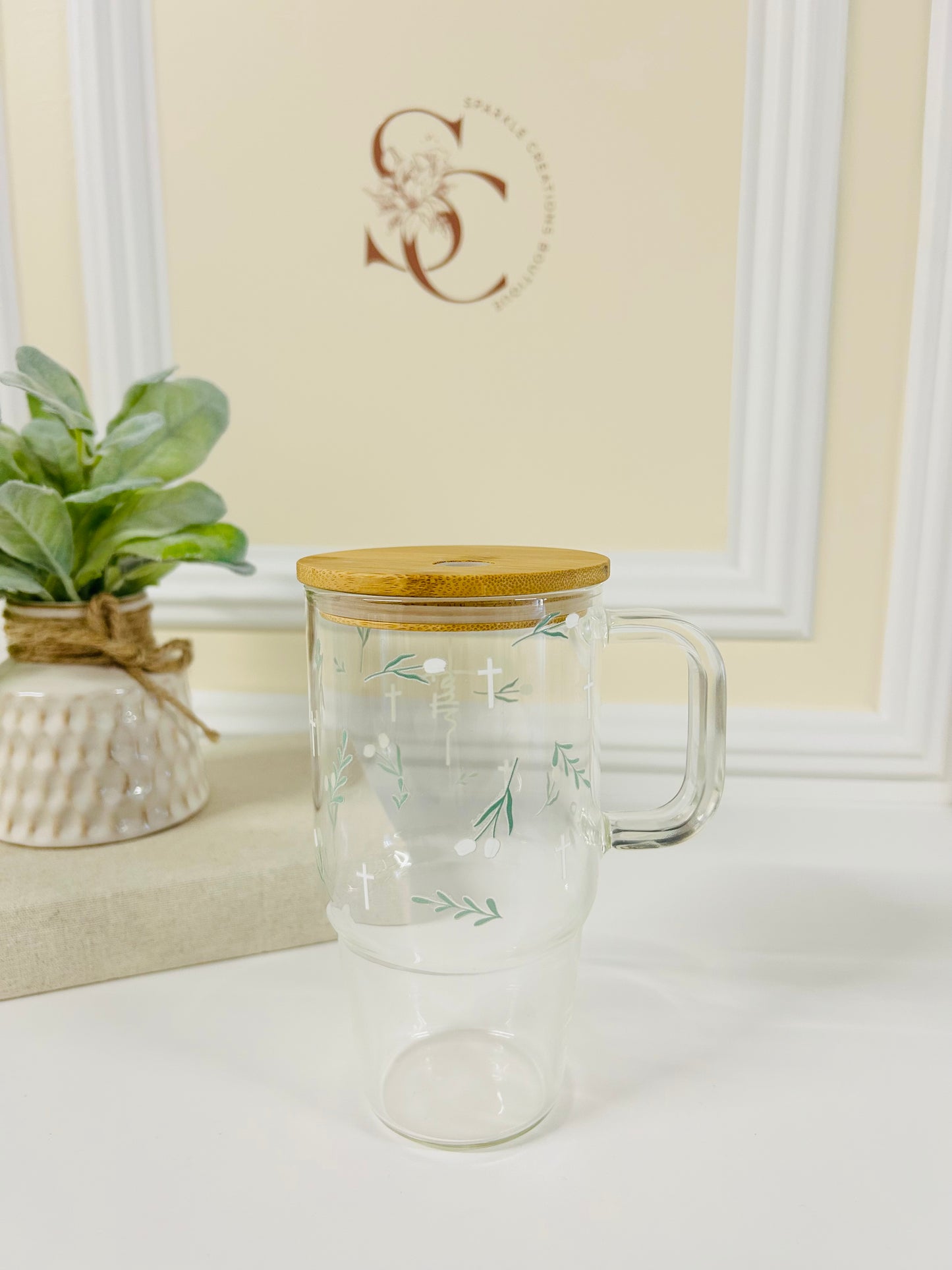 Floral Grace Glass Cup