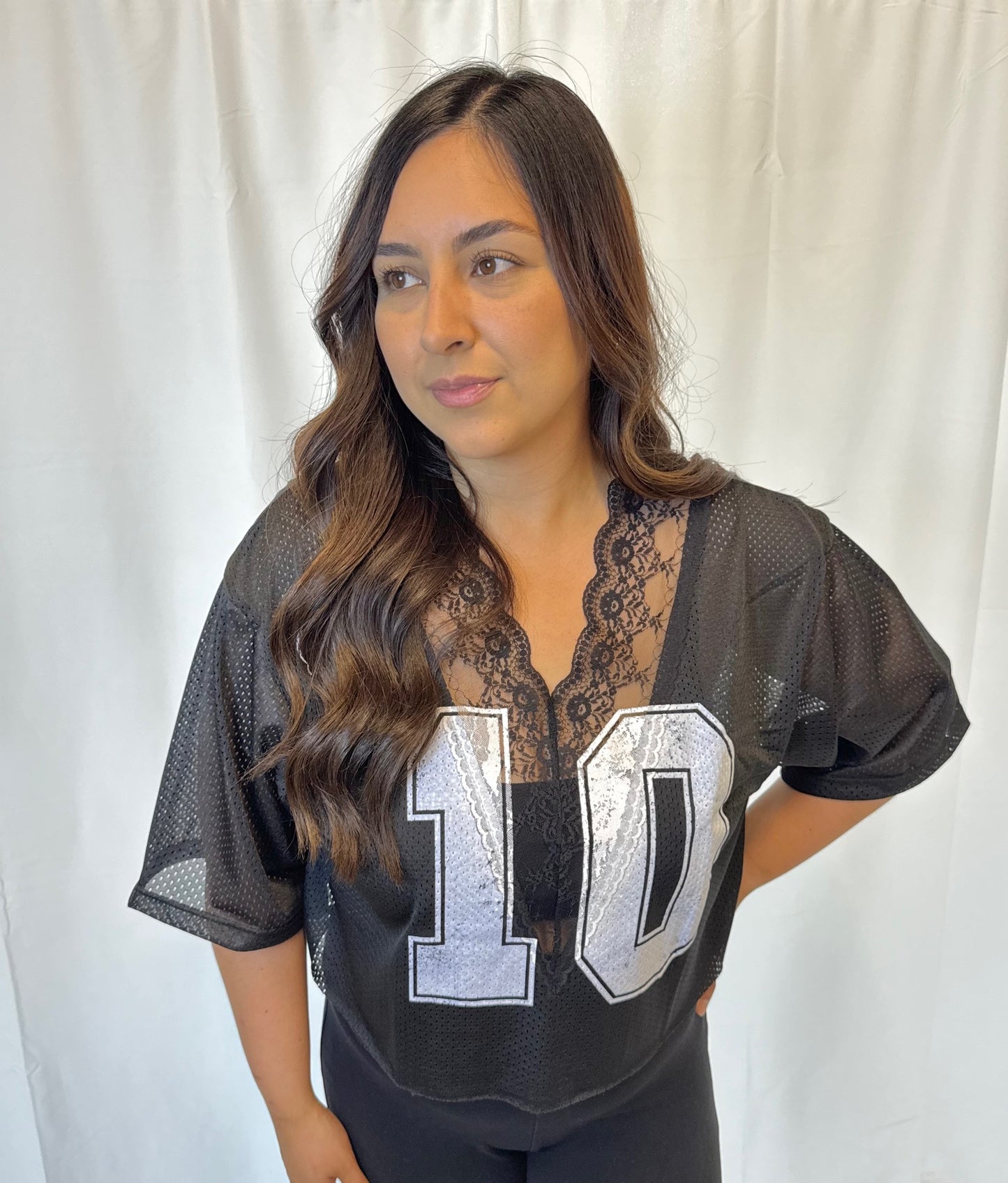 Sporty Lace Jersey Top