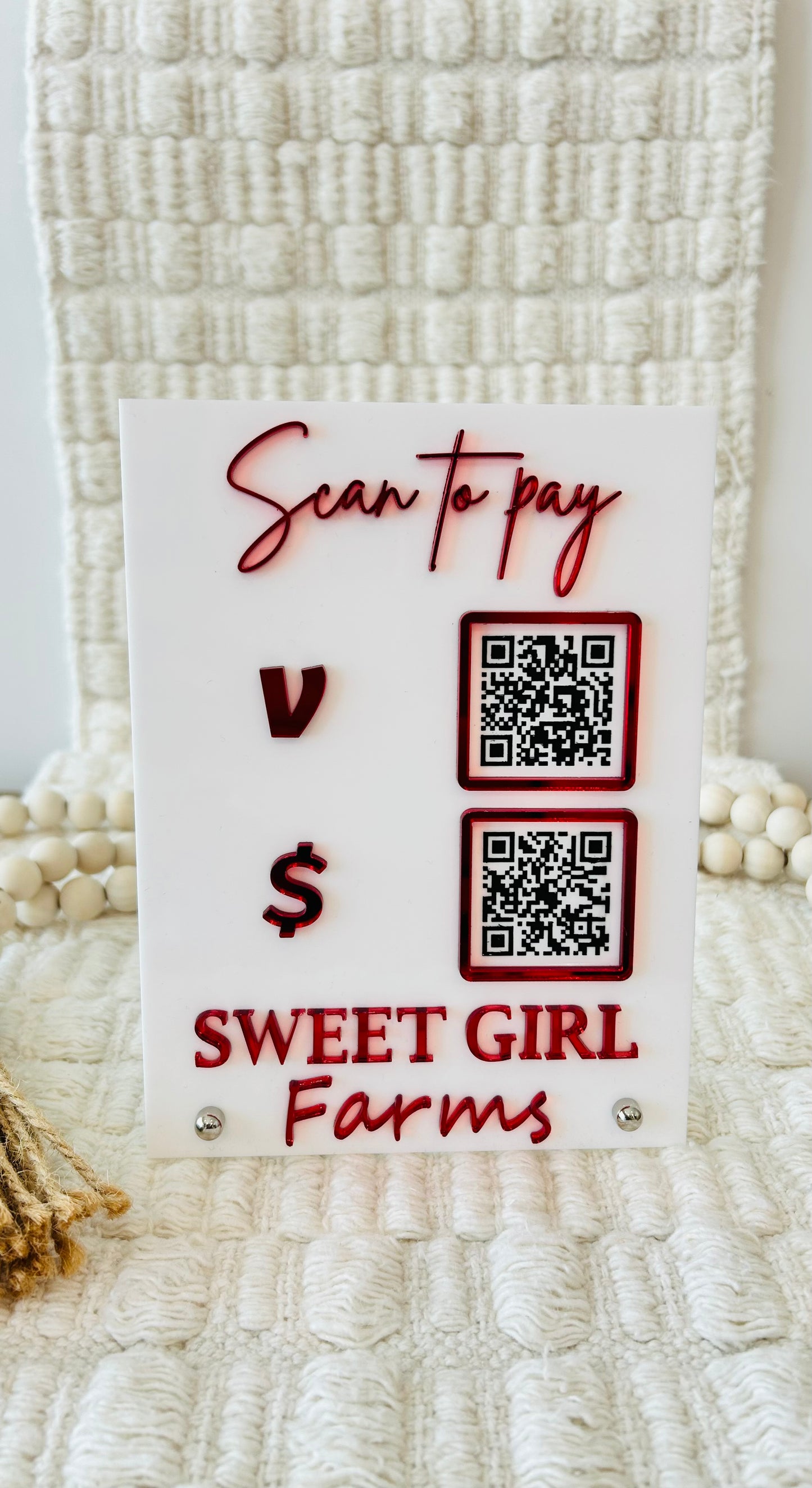 Custom Scan To Pay Acrylic Sign