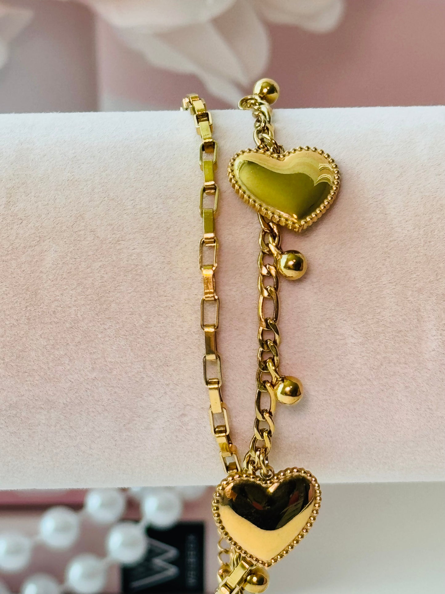 Double Layered Hearts Bracelet