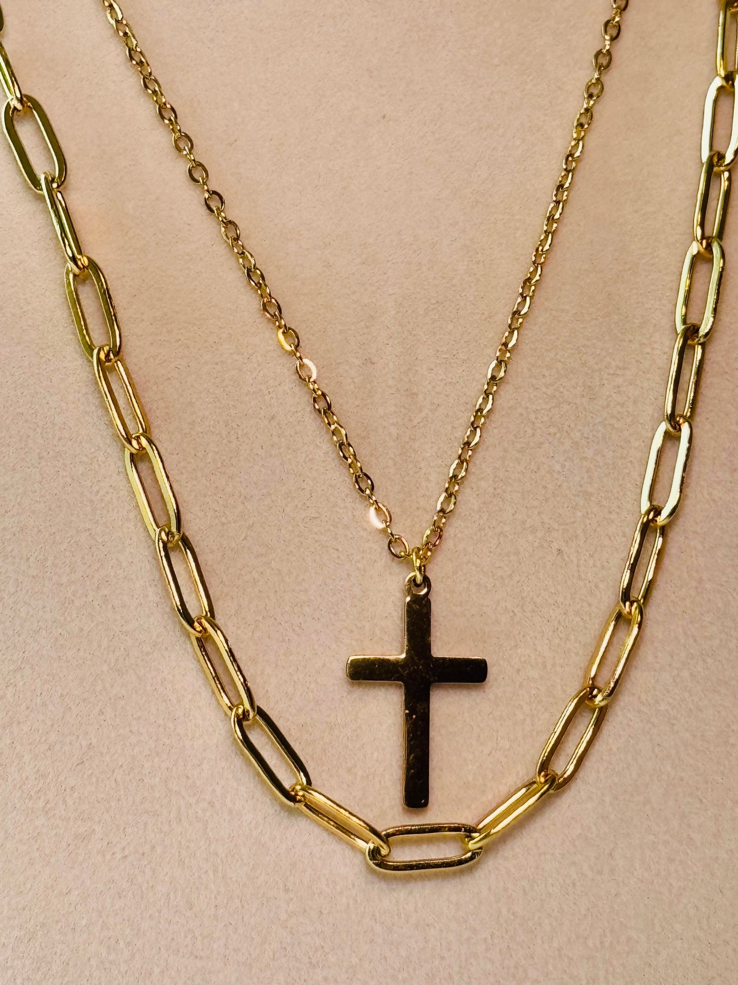 Double Layered Cross Necklace