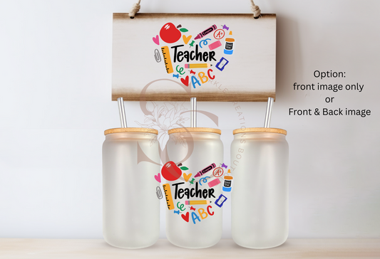 Teacher Heart Glass Cup