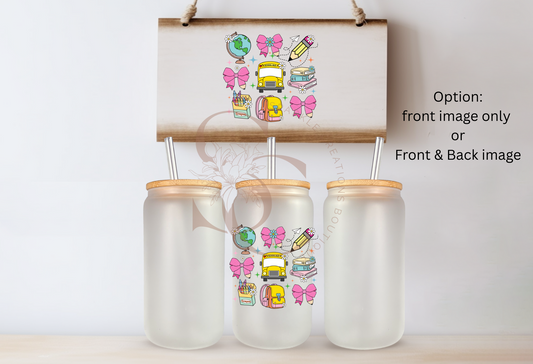 School Bus Fun Glass Cup