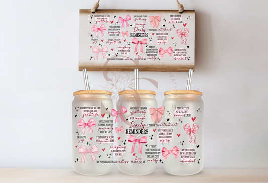 Daily Reminders glass cup