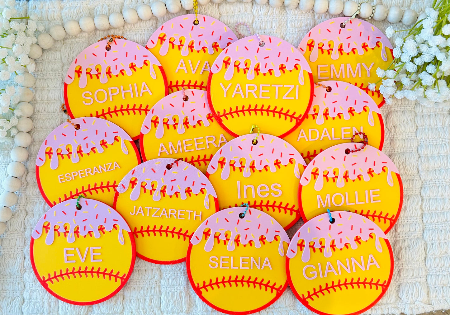 Custom 3D Softball Backpack Tag