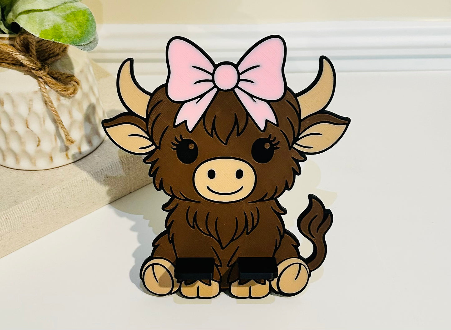 3D Printed Cute Highland Cow Phone Holder