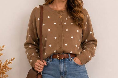 Classic Dot Knit Cardigan