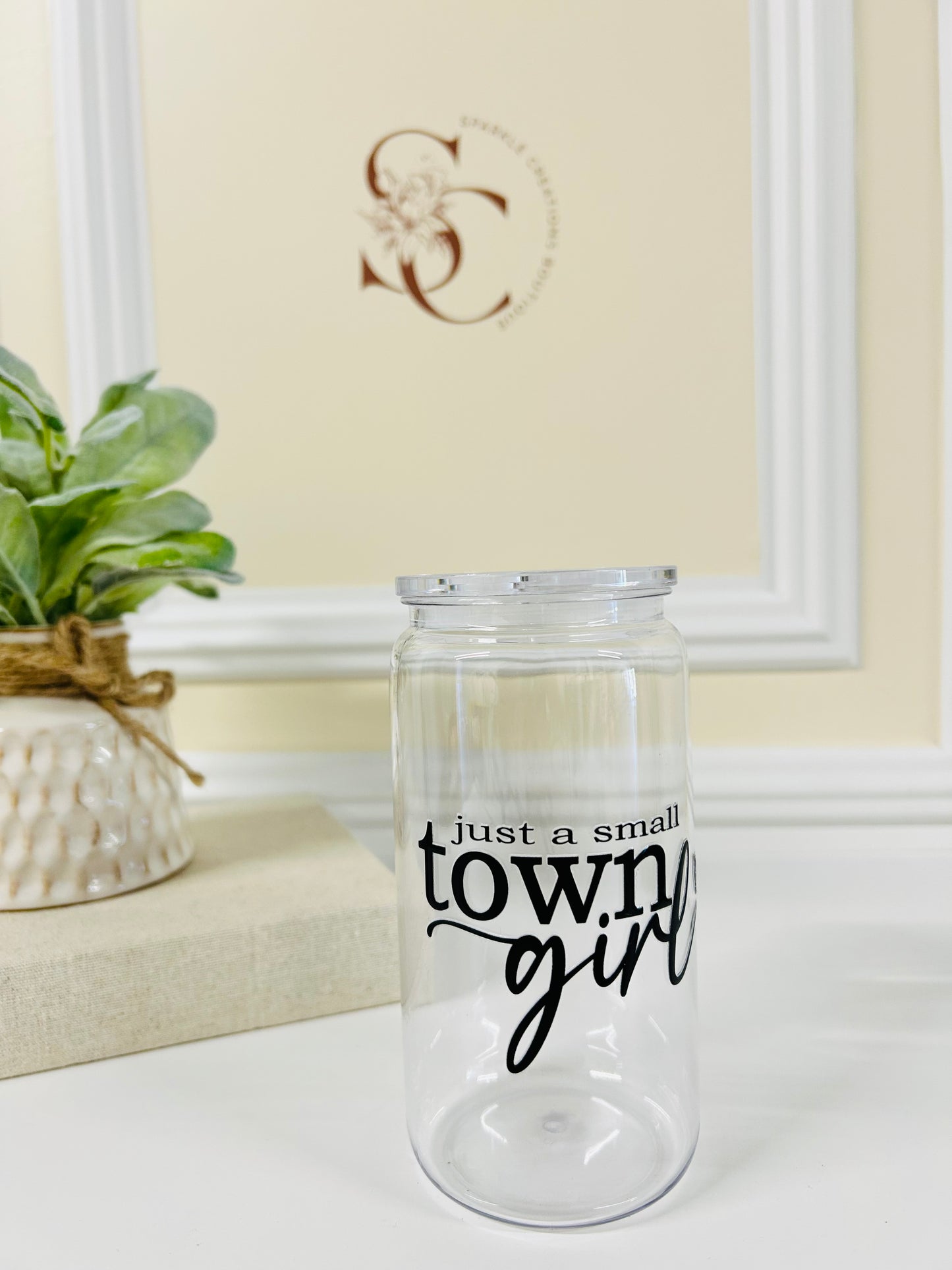 Just a small-town girl glass cup