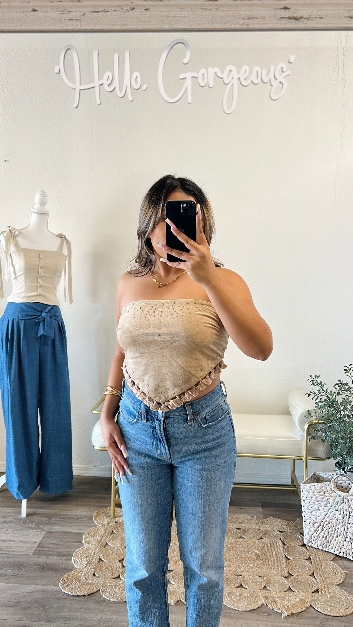 Tassel Charm Strapless Top