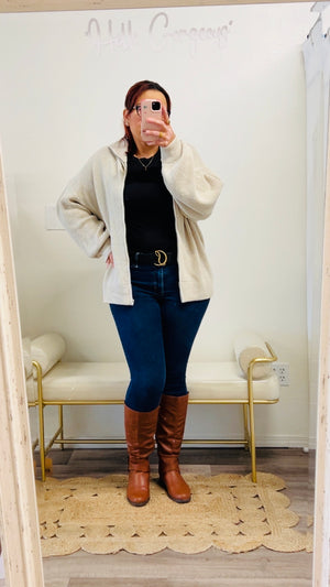 Luxe Zip-Up Oversized Cardigan