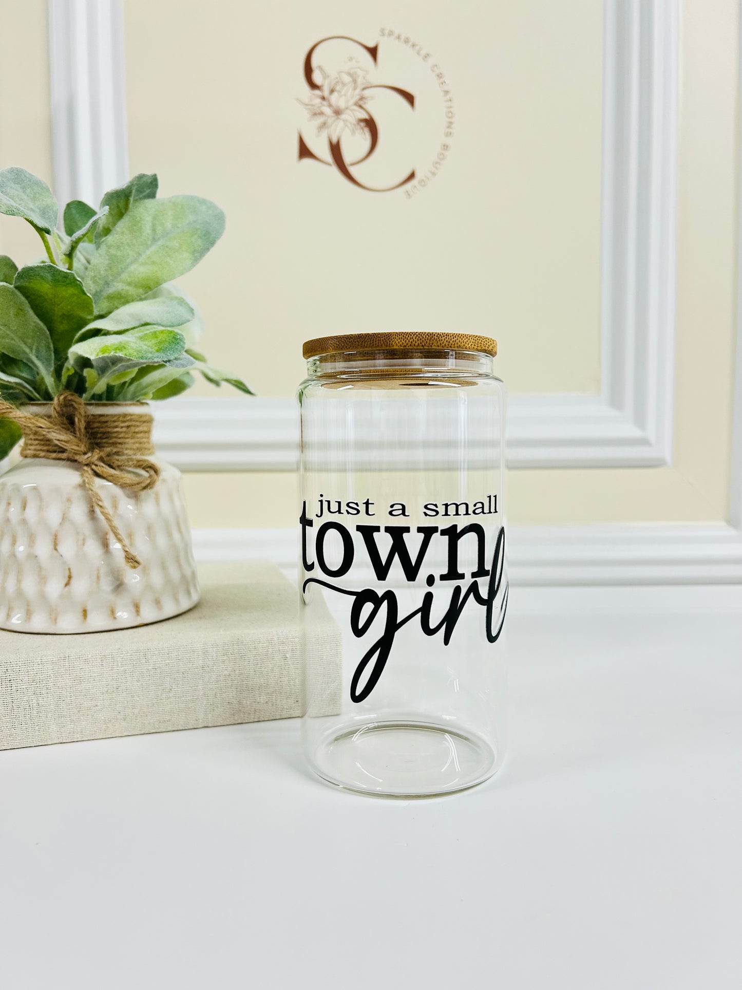 Just a small-town girl glass cup