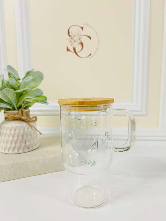 Floral Grace Glass Cup
