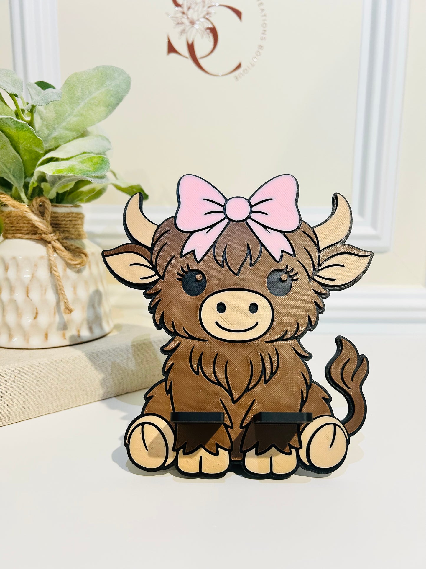 3D Printed Cute Highland Cow Phone Holder