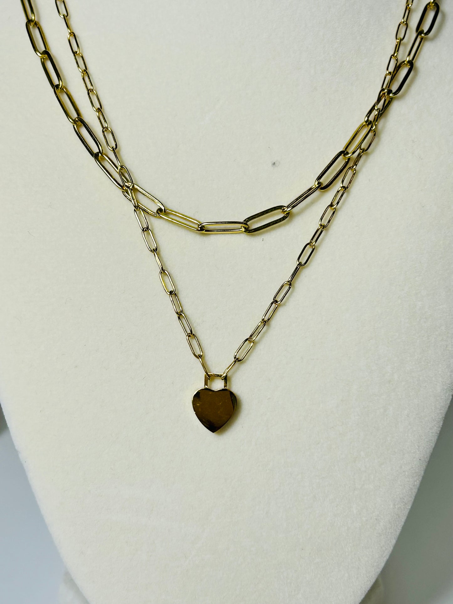 Golden Heart Duo Layered Necklace