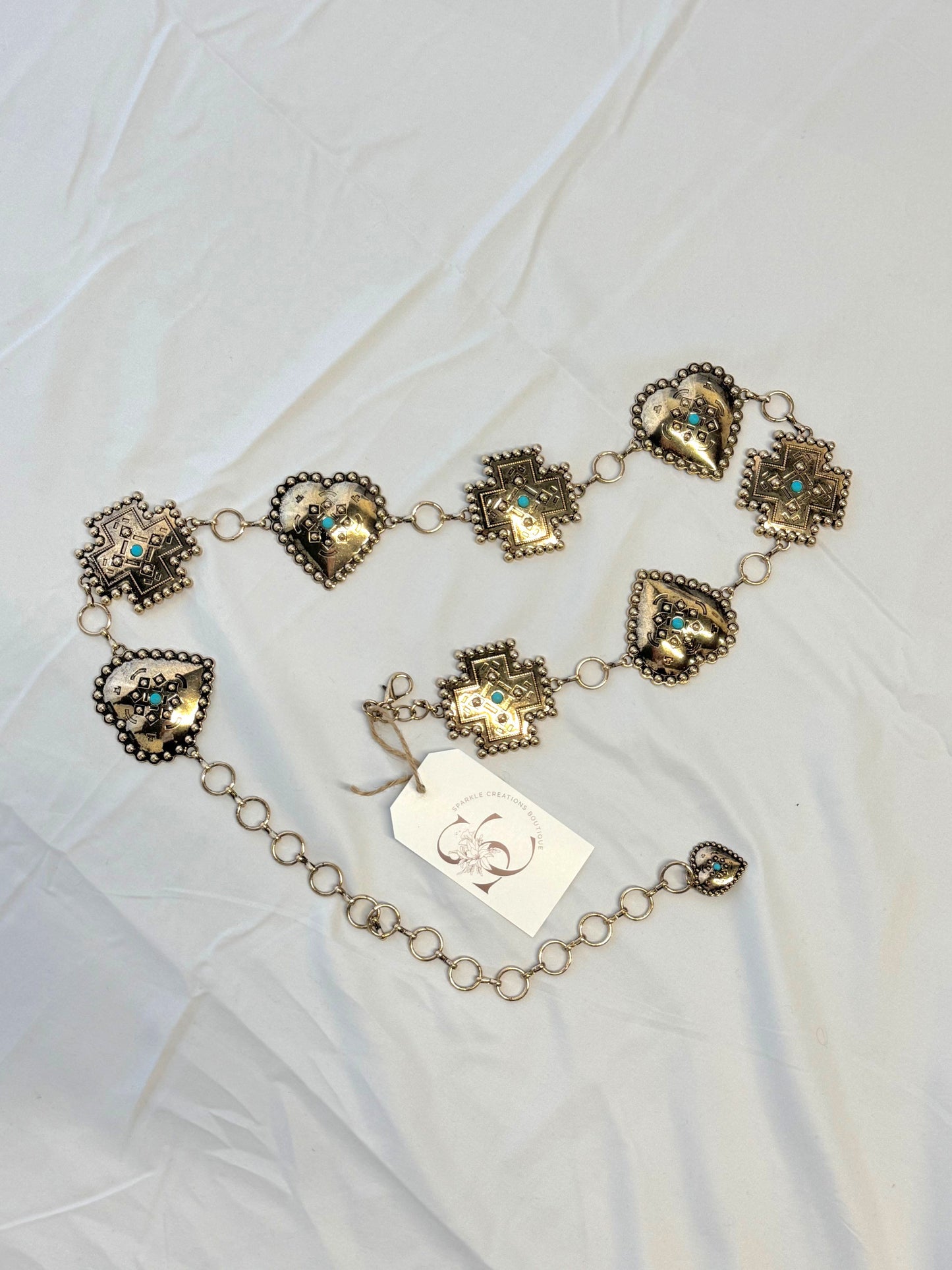 Boho Heart Link Turquoise Belt