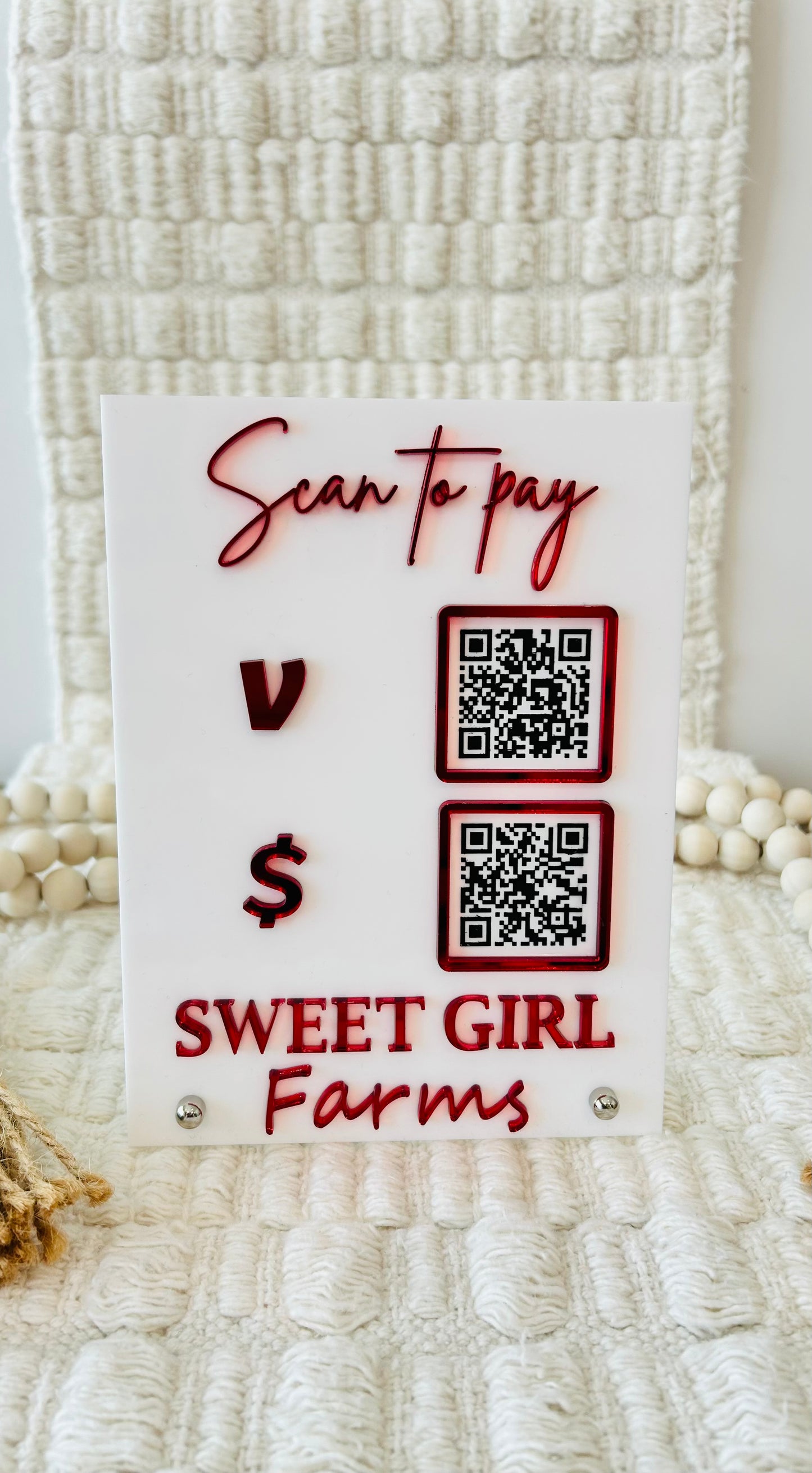 Custom Scan To Pay Acrylic Sign