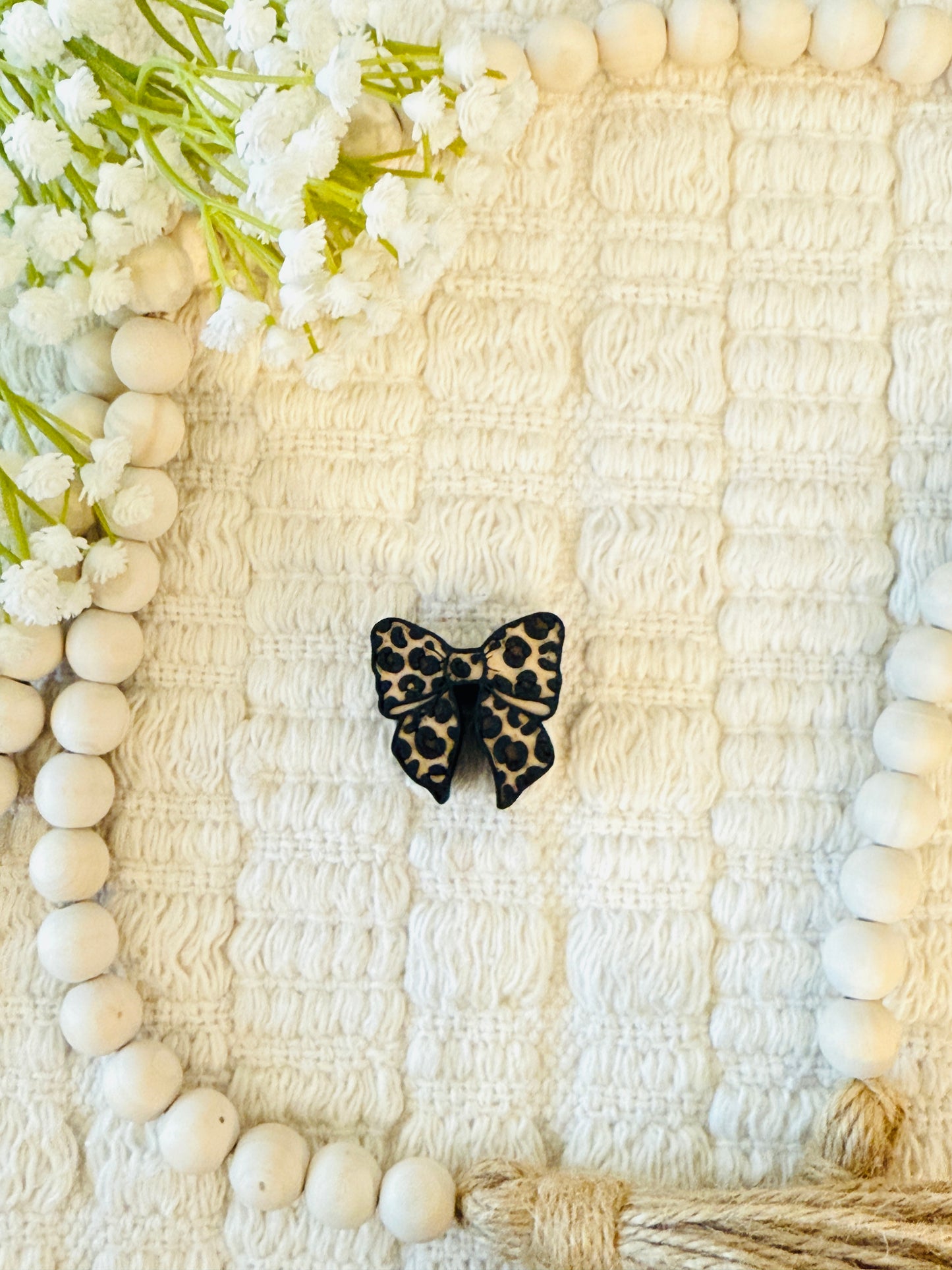 3D Leopard Bow Straw Topper