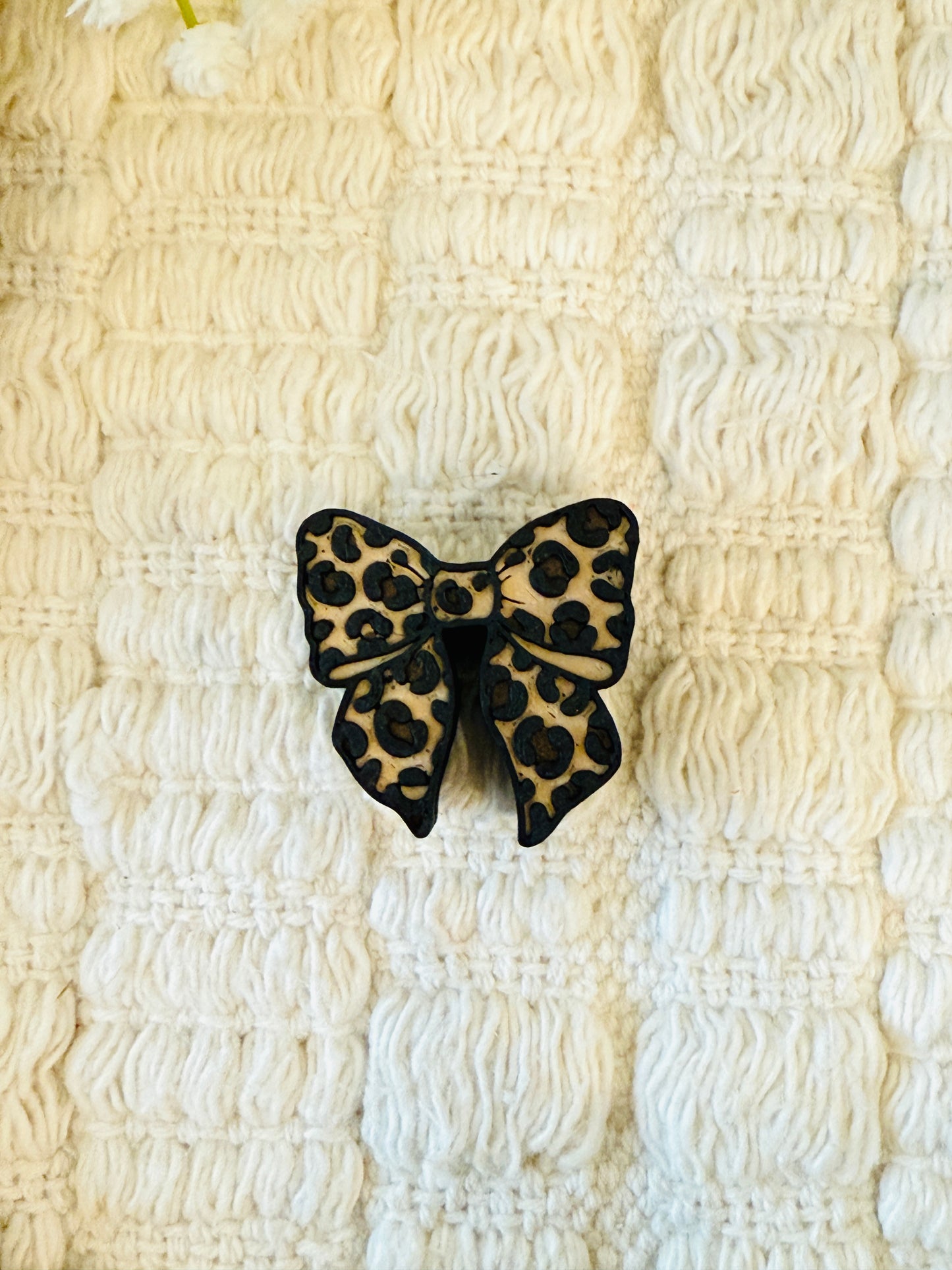 3D Leopard Bow Straw Topper