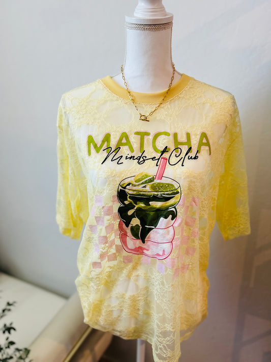Matcha Mindset Club Lace Tee