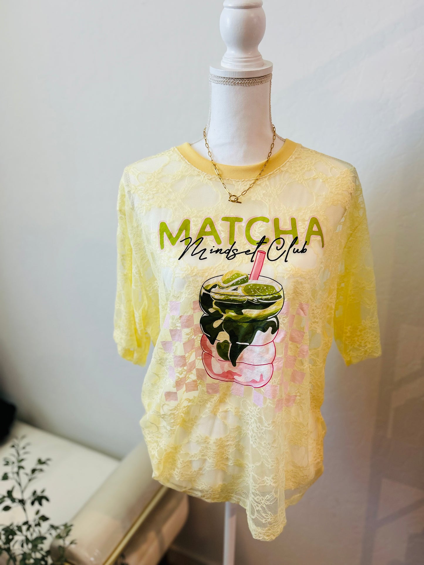 Matcha Mindset Club Lace Tee