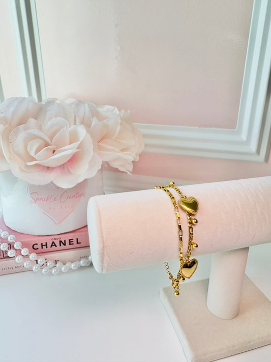 Double Layered Hearts Bracelet