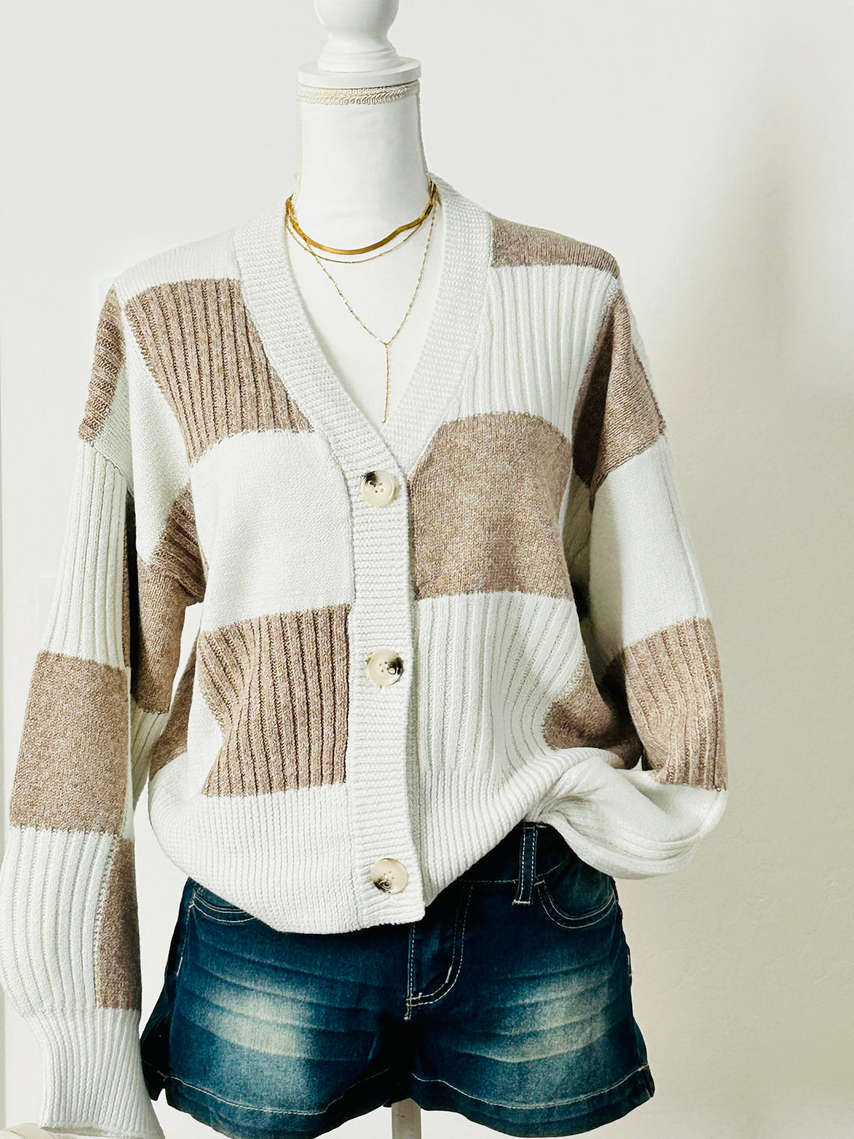 Sophia Checkerboard Cardigan