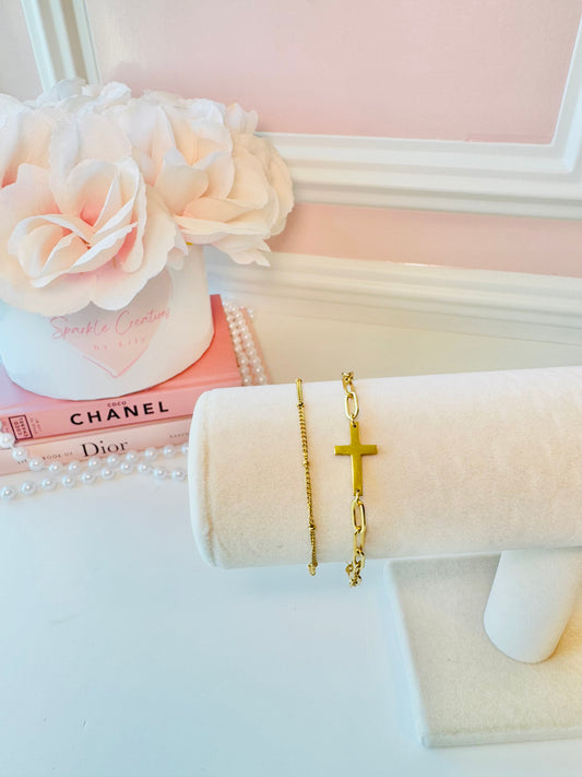2 Piece Cross Bracelet