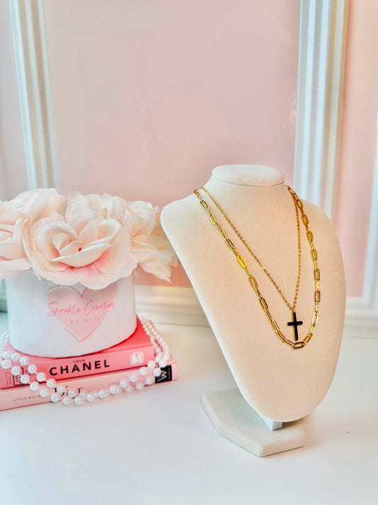 Double Layered Cross Necklace